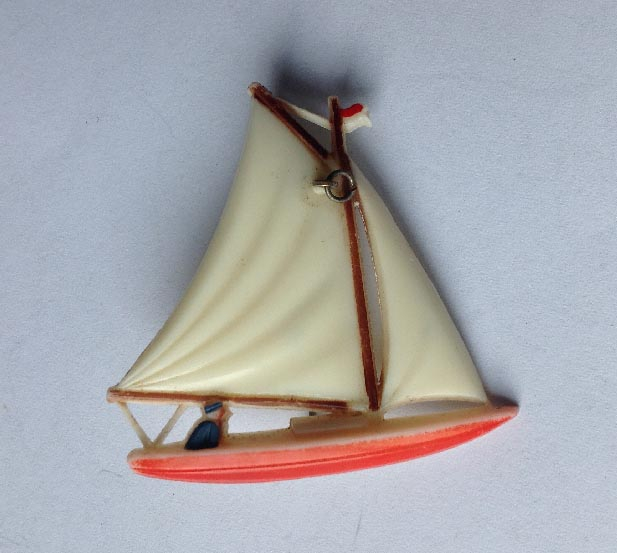 vintage celluloid yacht brooch
